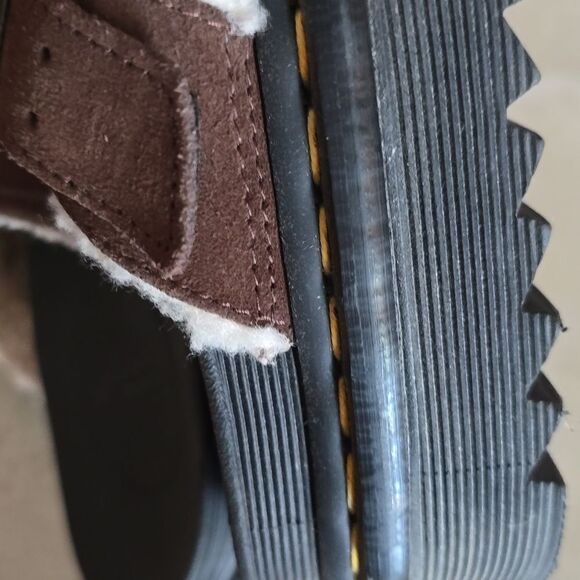 Dr Martens Myles Fur Lined Buckle Slide Sandals in Brown Suede Womens/ki… - Picture 8 of 8